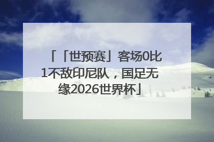 「世预赛」客场0比1不敌印尼队，国足无缘2026世界杯