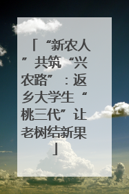 “新农人”共筑“兴农路”：返乡大学生“桃三代”让老树结新果