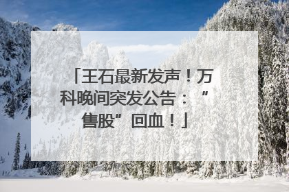 王石最新发声！万科晚间突发公告：“售股”回血！