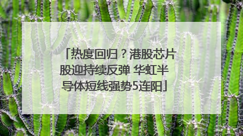 热度回归？港股芯片股迎持续反弹 华虹半导体短线强势5连阳