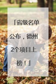 省级名单公布，德州2个项目上榜！