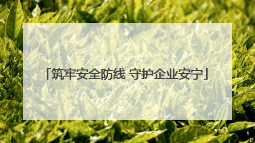 筑牢安全防线 守护企业安宁