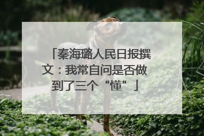 秦海璐人民日报撰文：我常自问是否做到了三个“懂”