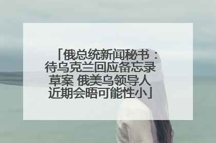 俄总统新闻秘书：待乌克兰回应备忘录草案 俄美乌领导人近期会晤可能性小