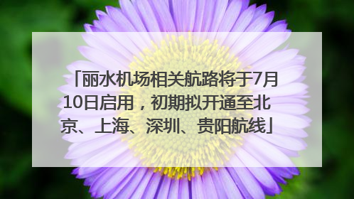 丽水机场相关航路将于7月10日启用，初期拟开通至北京、上海、深圳、贵阳航线