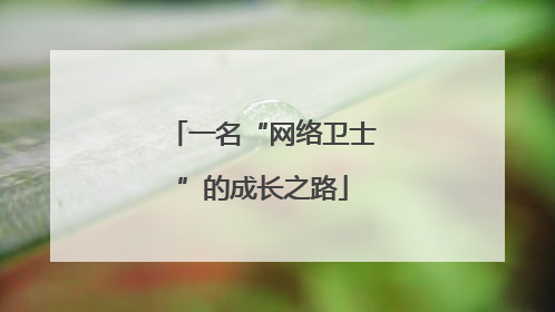 一名“网络卫士”的成长之路