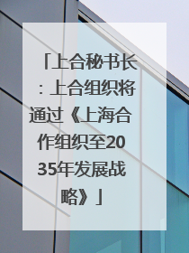 上合秘书长：上合组织将通过《上海合作组织至2035年发展战略》