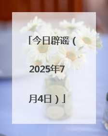 今日辟谣（2025年7月4日）