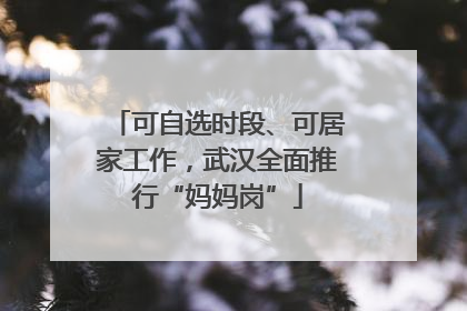 可自选时段、可居家工作，武汉全面推行“妈妈岗”