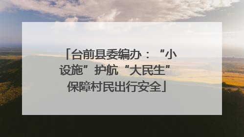 台前县委编办：“小设施”护航“大民生” 保障村民出行安全