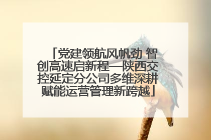 党建领航风帆劲 智创高速启新程—陕西交控延定分公司多维深耕赋能运营管理新跨越