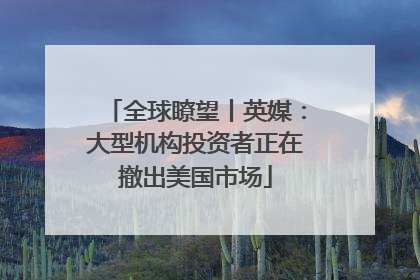全球瞭望丨英媒：大型机构投资者正在撤出美国市场