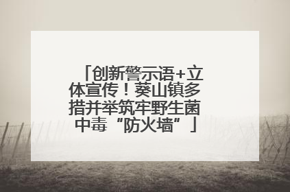 创新警示语+立体宣传！葵山镇多措并举筑牢野生菌中毒“防火墙”