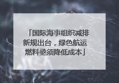 国际海事组织减排新规出台，绿色航运燃料亟须降低成本