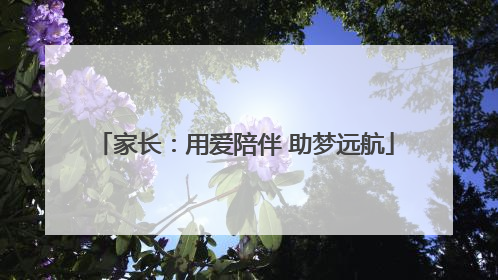 家长：用爱陪伴 助梦远航