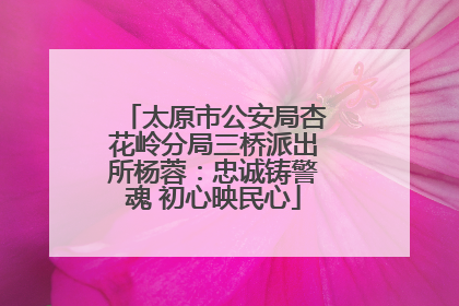 太原市公安局杏花岭分局三桥派出所杨蓉：忠诚铸警魂 初心映民心