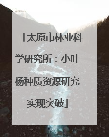 太原市林业科学研究所：小叶杨种质资源研究实现突破