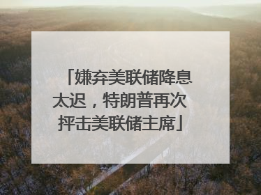 嫌弃美联储降息太迟，特朗普再次抨击美联储主席