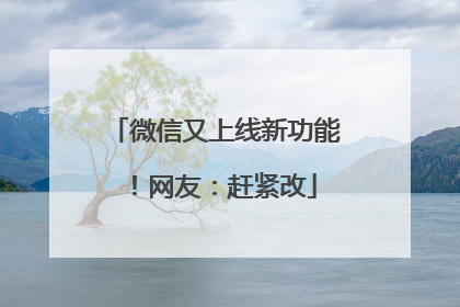 微信又上线新功能！网友：赶紧改