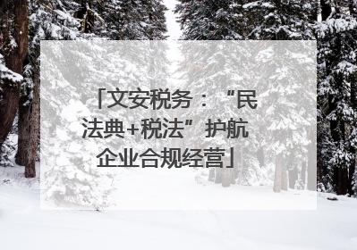 文安税务：“民法典+税法”护航企业合规经营
