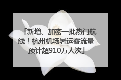 新增、加密一批热门航线！杭州机场暑运客流量预计超910万人次