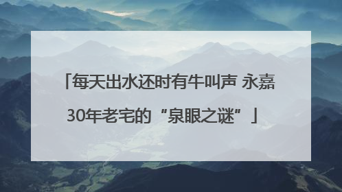 每天出水还时有牛叫声 永嘉30年老宅的“泉眼之谜”