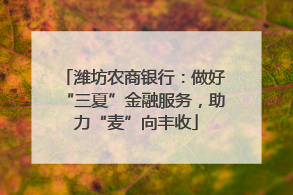 潍坊农商银行：做好“三夏”金融服务，助力“麦”向丰收