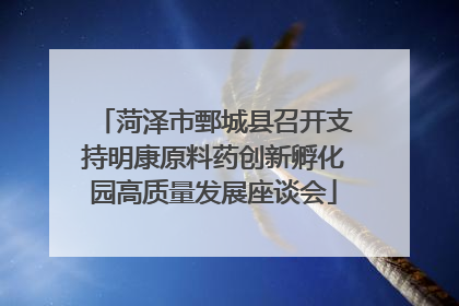 菏泽市鄄城县召开支持明康原料药创新孵化园高质量发展座谈会