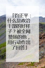 钧正平：什么是政治干部的好样子？被全网赞扬的他，用行动作出了回答