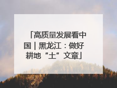 高质量发展看中国｜黑龙江：做好耕地“土”文章